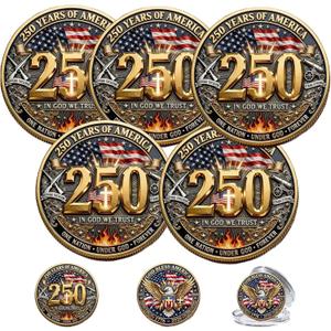 5Pcs God Bless 250th of American Greatness Coin, 250th Anniversary Commemorative Coin, Us 250th Anniversary 17762026 Patriotic Coin, Patriotic Keepsake or Patriotism