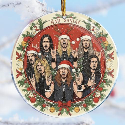 Hail Santa - Heavy Metal Rock Band 2 - Emo Goth Rockstar - Christmas Ornaments - Christmas Decorations - 3.6 in Acrylic - Funny Gag Gifts - White Elephant - Stocking Stuffers Pack of 2