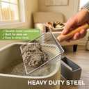 Cat Litter Scoop, Metal Litter Scooper 5X Faster No-Shake Sifting Design, Stainless Steel Litter Scoop with Holder, Reduces Dust & Waste Sprinkle & Sweep