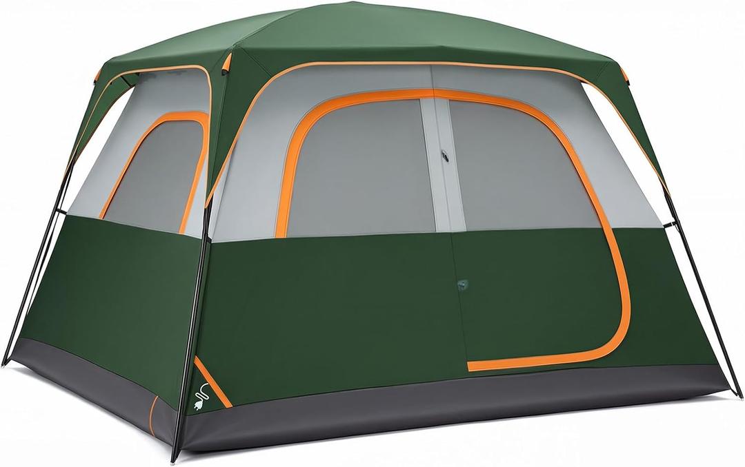 OLIXIS 6 Person Camping Tent, 81in Tall Waterproof Windproof Tent with Double Layer, Large Mesh Windows & Carry Bag, Quick Setup for Family Outdoor, Backpacking, Hiking, Green