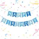 3 x Happy Birthday Banner Light Blue Happy Birthday Sign Birthday Decorations for Birthday Party Backdrop Wall Decor Light Blue Birthdays Sign for Men Women Party Supplies