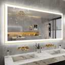 72x36 Inch LED Bthroom Mirror with Gold Frame
Gold Metal Frame, Front and Backlit, 3 Colors, Dimmable, Memory, Anti Fog, Tempered Glass, Lighted Mirror for Wall