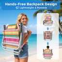 5-Position Backpack Beach Chair for Adults with Lumbar, Foldable Tall Heavy-Duty Beach Chairs with Cooler Bag,Cup Holder,Towel Rack for Beach, Camping, Outdoor, Oversized
