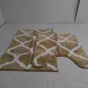 OEKO TEX Bathroom Rugs Set 2 Piece, Microfiber Bath Shower Mat and U-Shaped Toilet Rug, Machine Wash Dry, Non-Slip Absorbent Shaggy Bath Mats for Tub, Shower and Bathroom (24"x16"+24"x20", Beige)