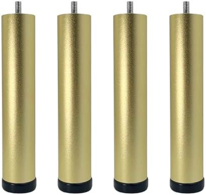 Yuqim 4 Pack Adjustable Furniture Legs Replacement M8 Thread Metal Furniture Legs 8 Inch Couch Legs Replacement Legs for Bed, Sofa, Cabinet(Gold, 7.7-8.03 Inch)