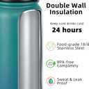 Fanhaw 20 oz Insulated Stainless Steel Water Bottle with Anti-Dust Chug Lid, Leakproof Vacuum Metal Bottle for Kids, Women & Men (Green Blue)