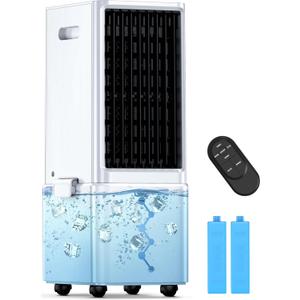 Windowless Air Conditioner w/ 4 Modes & 3 Speeds, Waterless Alert, 2.4-Gal Tank for 20H Cooling, 12H Timer, 20FT Remote, 70 Auto Swing Evaporative Air Cooler, Portable AC Unit for Bedroom