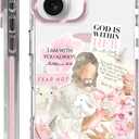 Clear Case for iPhone 16 Plus, [Magnetic Charging Compatible][Military-Grade Protection][Anti-Yellowing] Shockproof Slim Magnetic Phone Case for iPhone 16 Plus, A Pink Jesus