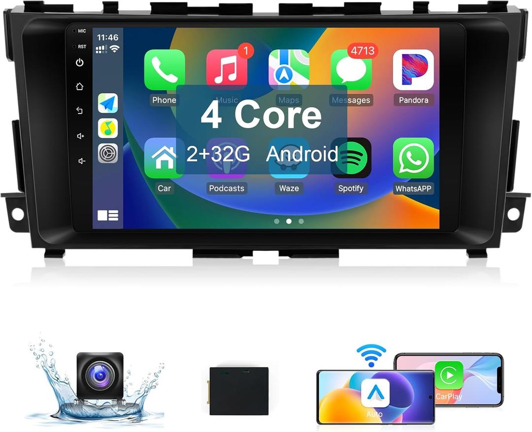 Leadfan Car Stereo for Nissan Altima Teana 2013-2018 Radio Upgrade with Wireless CarPlay Android Auto, 9 Inch Touchscreen in-Dash Bluetooth WiFi GPS Navigation MirrorLink SWC FM Backup Camera