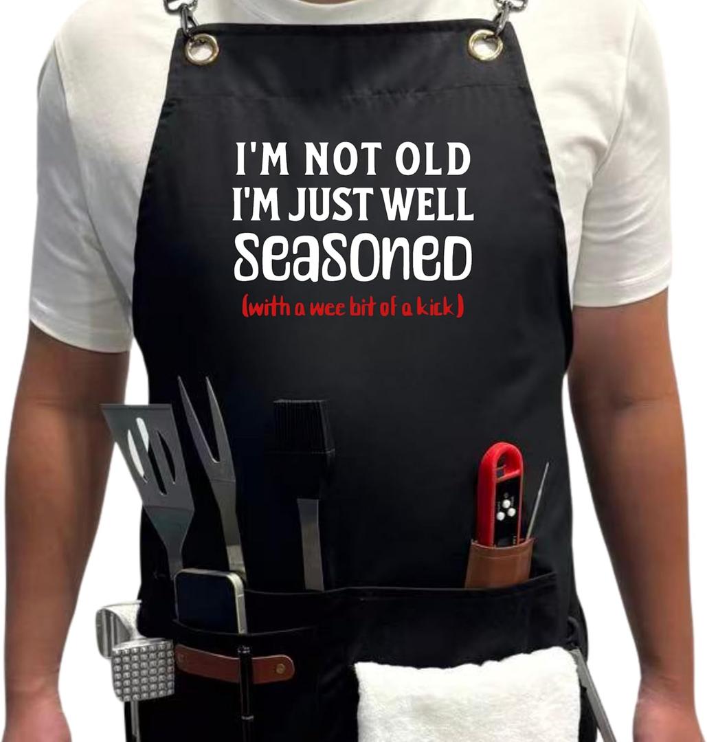 Chef Apron for Kitchen Work multiple Pockets for Cooking Baking BBQ Funny Apron Christmas Thanksgiving Birthday Gifts