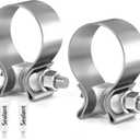 63mm 2.5 inch Exhaust Clamp 2 1/2 Butt Joint 304 Stainless Steel Band Lap Joint Band Clamp Stainless Steel for Pipes Silver 2pcs (2, 2.5 inch)