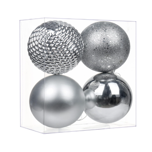 Christmas Ornaments Balls 4.7" Large Christmas Decorations Xmas Tree Shatterproof Big Silver Christmas Ball Ornaments with Hanging Loop for Wedding Holiday Halloween Party Indoor Outdoor Decor 4 Pcs