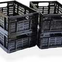 4-Pack Plastic Storage Crates,20L Foldable Baskets,Collapsible Crates, Storage Baskets and Bins for Toys, Home Storage, Office Products, Christmas Gifts, Easter Eggs (Black)