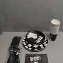 Halloween Paper Plates and Napkins, 60Pcs Black Ghost Plates and Napkins Cute Boo Ghost Tableware Set for Halloween Birthday Party Decorations Boo Baby Shower Party Supplies (Black)