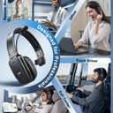 Bluetooth Headset, 60hrs AI Noise Canceling V5.2 Over Head Headphones, Single Ear Trucker Wireless Headset with Mic, Mute Button, Multipoint, for Phones PC Computer Truck Driver Office Work - Black