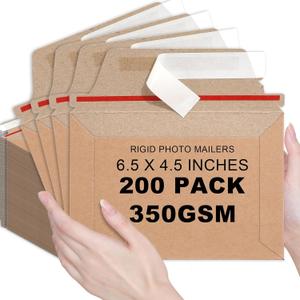 party greeting 200 Pcs 6.5 x 4.5 Rigid Mailers with Self Seal Envelopes Stay Flat Photo Mailers Sports Cards Rigid Envelopes for Postcard CD Comic Book Card Shipping Protector(Kraft) (brown)