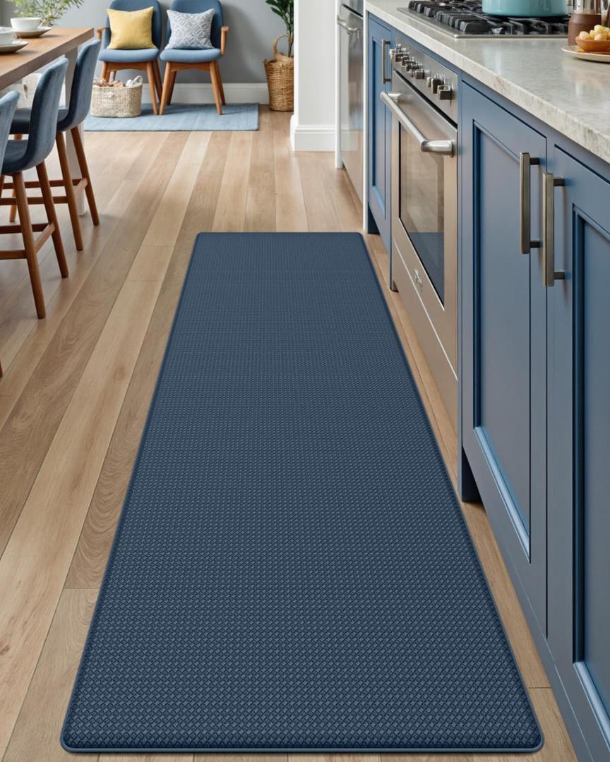 DEXI Kitchen Floor Mats Cushioned Anti Fatigue,17x59, Standing Runner Rug Waterproof, Comfort Memory Foam Padded for Front Sink Laundry, Navy (Dark Blue) DEXI Kitchen Floor Mats Cushioned Anti Fatigue,17x59, Standing Runner Rug Waterproof, Comfort Memory Foam Padded for Front Sink Laundry, Navy (Dark Blue)