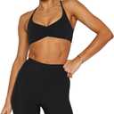 LASLULU Womens Sports Bra Sexy Spaghetti Strap Backless Bra Workout Gym Yoga Bras Tops Padded Sport Bras, M
