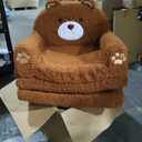 MOONBEEKI 2-in-1 Foldable Toddler Couch, Soft Sherpa Fabric with Washable Cover, Convertible Sofa to Lounger, Kids Sofa for Playroom, Bedroom, Living Room, Birthday Gift, Ages 1-3, Bear, Medium