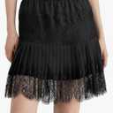 Women Lace Skirt Ruffle Mini Skirt Half Slip Layered Pleated Flowy Skirt, L, Color: A Black