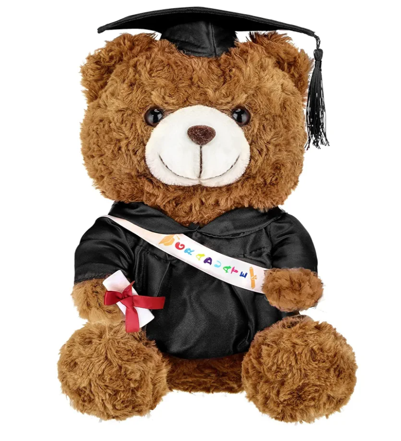 Graduation Bears 2025 Plush Stuffed Animal Bear with Gown Cap Tassel Set Cute Brown Graduate Gifts Stuffed Animal Doll Plush Toy for Graduation Party Supplies(11.8 Inch,Black)