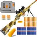 AGM MASTECH M24 Foam Blaster, Shell Ejecting, Safety Switch, Adjustable Stock 41.8 Inch, Fast Dart Loader, Scope, 40 Darts, 20 Casings, 2 Mags, Tactical Gear for Teens 14+ Adults(Yellow), Medium