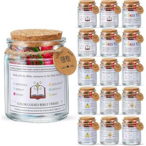 15 Pcs Bible Verse Jar, Read Me When Bible Verses Jar for Emotions and Feelings, Scripture Prayer Cards Hope Bible Accessories Christian Gifts for Mom Dad Friend Women Men (5 Diverse Themes)