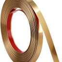 Brushed Gold Finish Molding Trim, 196.8"L x 0.4"W Peel and Stick Decoration Strip for Ceiling, Wall, Tile Edge, Furniture Cabinet, Mirror