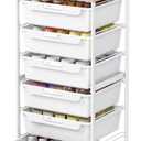 SYKIARIOL Rolling Cart with 6 Drawers,Utility Storage Cart with Drawers,Art Craft Organizers and Storage,Makeup Organizer with Wooden Tabletop,White