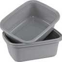 Easymanie 3 Packs 16 L Plastic Wash Basin Tub, Grey Kitchen Dishpan