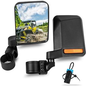 UTV Side Mirrors, Compatible with Polaris RZR Can Am Maverick Honda Pioneer Kawasaki Mule, Fits 1.75-2.0 inch Roll Cage SXS Side View Mirror Set