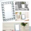 9.45 x 7.09 Inch Vanity Table Mirror Bubble Crystal Framed Desk Makeup Mirror Beaded Standing Room Decor for Dressing Tabletop Living Room Bedroom Office Home