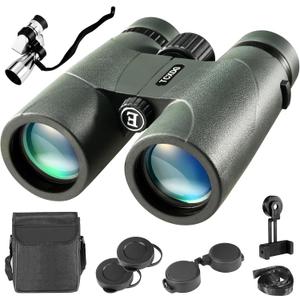 HD 10x42 Binoculars with Phone Adapter - Clear Low Light Vision - Lightweight Waterproof Binoculars for Bird, Boating, Hiking, and Camping
