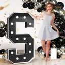 Marquee Letters Black Birthday Decorations: Large 4 Feet Tall Light Up Letters for Party Decor Baby Shower Big Foam Cardboard Letter S