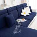 Smiry Waterproof Couch Cushion Covers, Stretch Jacquard Thick Sofa Cushion Covers, Washable Seat Slipcover Elastic Furniture Protector for Pets, Kid (Back Cover L, Navy)