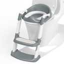 COOSEYA Potty Training Toilet with Step Stool Ladder, Toddler Kids Potty Training Seat for Boys Girls, Foldable Anti-Slip Toilet Toddler Seat Splash Guard Soft Cushion Safety Handles (Grey) (Gray)
