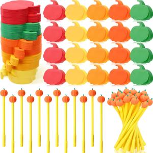 Maitys 48 Pcs Fall Pumpkin Sticky Notes and Pens Set Thanksgiving Pumpkin Self Stick Note Pads Ballpoint Pens Classroom Gifts Fall Party Favors for Autumn School Halloween Office Supplies(Colorful)