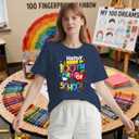 100 Days of School Shirts for Women Happy 100th Days Teacher T-Shirt Funny Pencil Apple Tee Tops (XL)