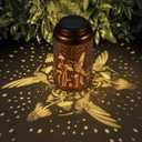 2 x Solar Lanterns Outdoor Waterproof Hummingbird Garden Decor Gifts for Women Mom Grandma Hanging Lights Metal Decoration Outside for Yard, Patio,Backyard,Porch(Long-Tailed Hummingbird)