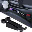 Car Seat Seat Filler 2-Piece Set to Fill the Void Between Seat Seat Blocker to Prevent Items from Drop, 4-in-1 Multifunctional Water Cup Holder Hook Large Capacity Storage Universal SUV Sedan Truck
