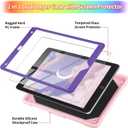 WESADN for iPad 9th Generation Case 8th 7th Gen 10.2 inch with Screen Protector/Butterfly Kickstand/Lanyard/Keychain Rugged Case with Pencil Holder for Kids Girls Cover for iPad 10.2 Case Pink Purple