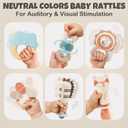 Baby Rattles & Teethers Set Baby Toys 0-6 Months, Teething Toys 3-6 Months, Sensory Toys with Soft Textures, Gentle Sounds & Easy-Grip Shape, Neutral Newborn Gift10-Pack