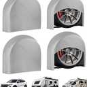 Tire Covers 4 Pack, Trailer,RV,Camper,Truc,SUV,Boat Wheel Cover for Paint Masker/Protection, Tough Covers UV Resistant Dustproof Water,Bring Windproof Buckle (FitsTire Diameters 30"-32",Silver)