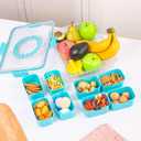 2 x Patent Design Ribbed Snackle Box Container Divided Serving Tray with Lid and Handle -Charcuterie Container Portable Storage Organizer for Candy, Fruit, Beach, Picnics1 pcs, Lake blue