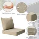 Outdoor Patio Chair Cushions Set, 24" x 24", Set of 2, Water-Repellent, Fade Resistant, Deep Seat Bottom and Back Cushion for Backyard, Couch, Sofa and Patio Furniture, Tan