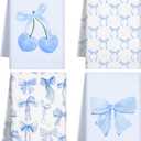 Macarrie 4 Pcs Bow Coquette Kitchen Towels Trendy Cute Hand Towels Coquette Bow Gifts Preppy Microfiber Kitchen Supplies for Hostess Housewarming, 18 x 26 in (Blue)