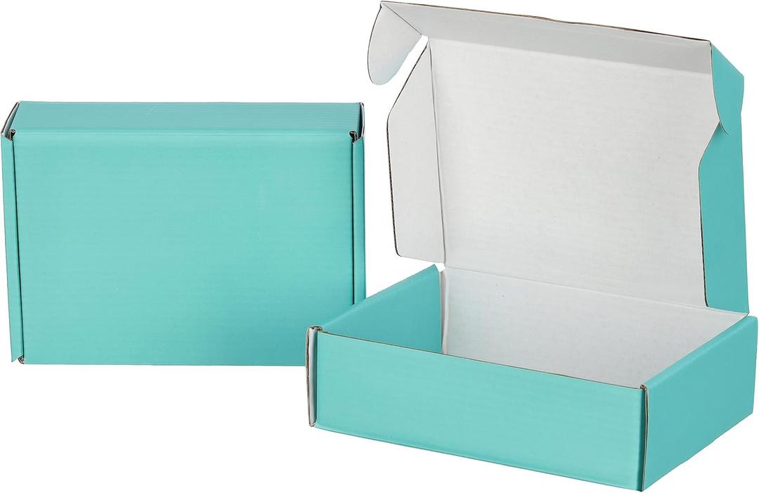 50 Pack 7x5x2 inches Shipping Boxes Teal, Corrugated Small Cardboard Boxes Mailers for Mailing Packing