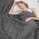 Weighted Blanket for Adults (12lbs, 48"x72" Twin Size) - Cooling Heavy Blanket for 110-130lbs with Premium Glass Beads - Soft Thick Big Blankets for All-Season Sleeping Comfort Breathable- Grey