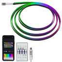 118" Acrylic Interior Car Lights, 0.08in Ultra-Thin Thickness Ambient Lighting Kits with Smart APP, RGB 2 in 1 USB Powered Car LED Strip Light Music Sync Neon Strip for Vehicle (2 * 59in)