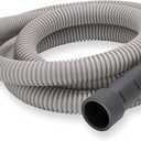 Eastman 6 Foot Dishwasher Drain Hose, Fit with 5/8 Inch, 7/8 Inch, or 1 Inch OD Drain Outlet, 90 Degree Rubber Elbow, Corrugated, Gray Polypropylene, 91227